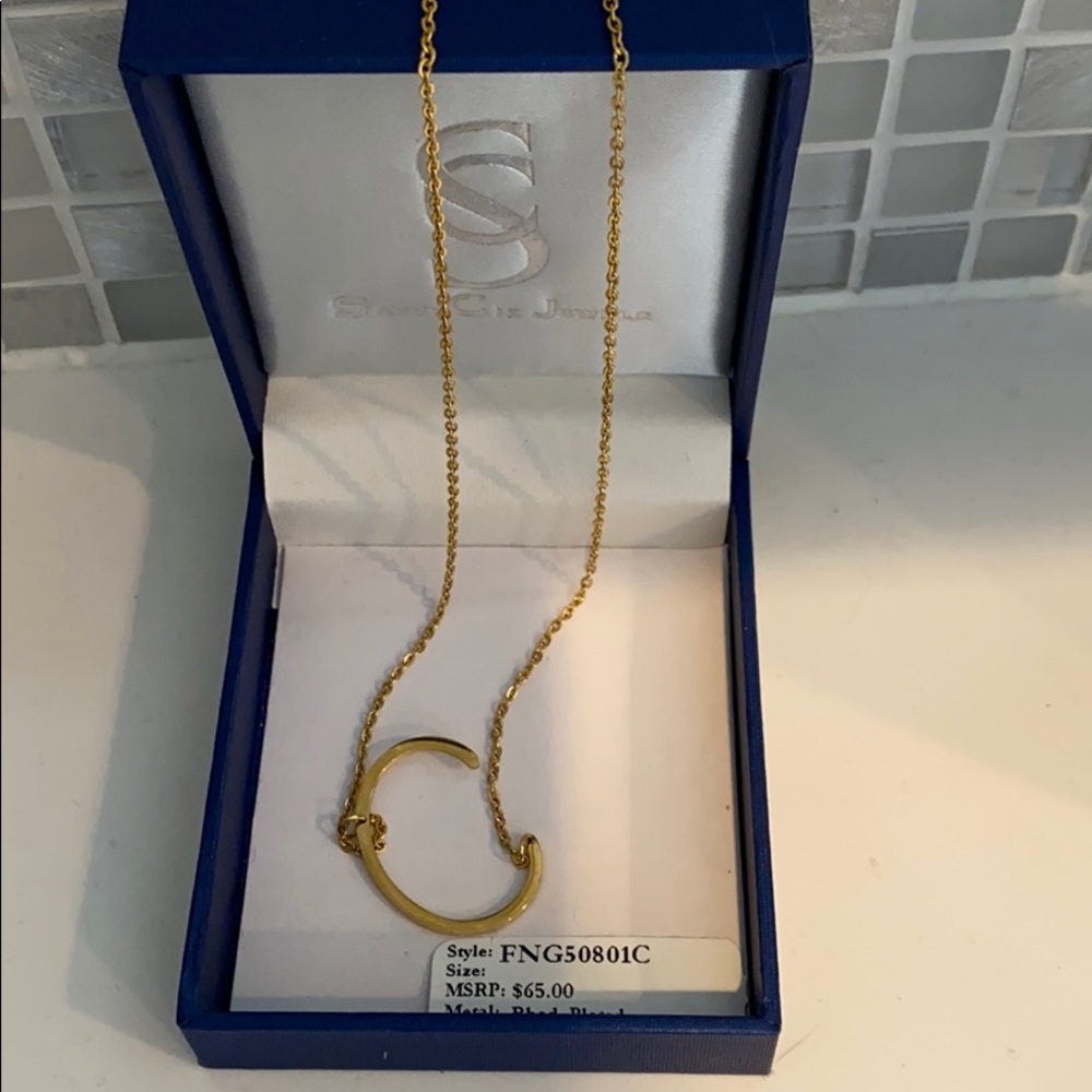 Savvy Cie 14k Gold Pleated XL initial necklace